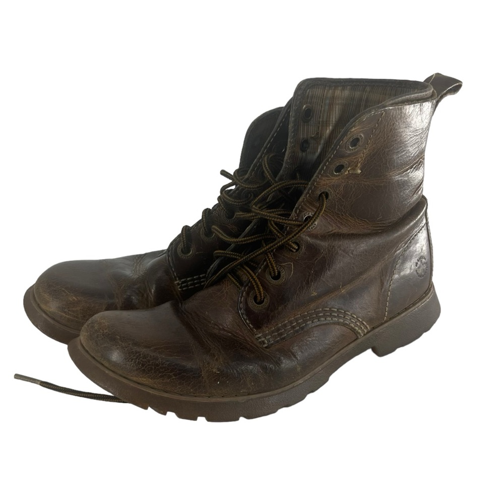 Doc Marten Boots Men 8 Brown Leather Distressed Vintage DR100 PC051 Y2K Platform